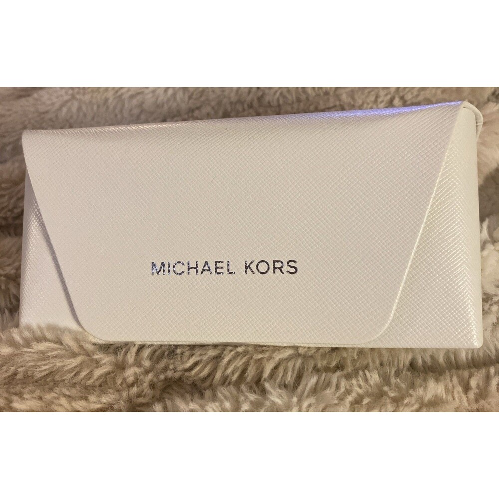 Michael Kors White Leather Snap Closure Glass Case New